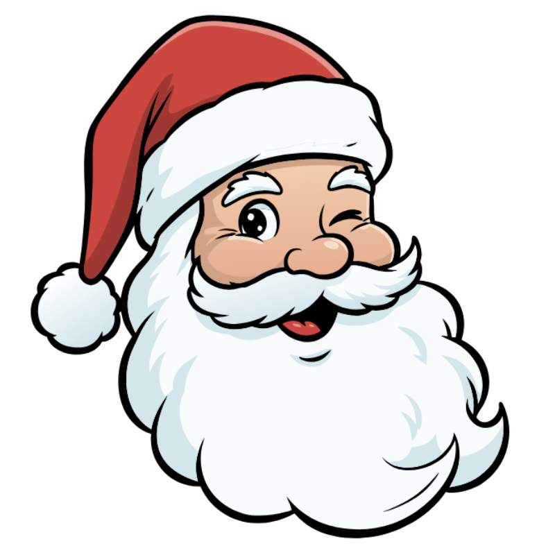A happy winking Santa Claus head illustration