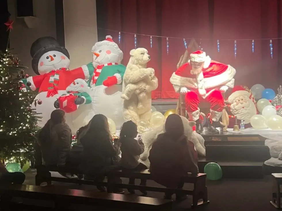 Santa performing for children